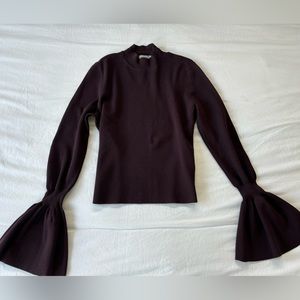 Mock Turtleneck Sweater Top with Bell Sleeves